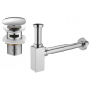 Mexen demi-siphon carré pour lavabo avec bouchon clic-clac, avec trop-plein, Chrome - 7992060-00