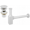 Mexen demi-siphon carré pour lavabo avec bouchon clic-clac, avec trop-plein, Blanc - 7992060-20