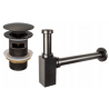 Mexen demi-siphon carré pour lavabo avec bouchon clic-clac, avec trop-plein, Graphite- 7992060-66