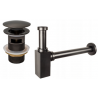 Mexen demi-siphon de lavabo carré avec bouchon clic-clac, avec trop-plein, graphite- 7992060-66