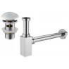 Mexen demi-siphon de lavabo carré avec bouchon céramique click-clack, avec trop-plein, chrome/blanc - 7992060-02