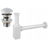 Mexen demi-siphon carré pour lavabo avec bouchon clic-clac en céramique, avec trop-plein, Blanc - 7992060-25