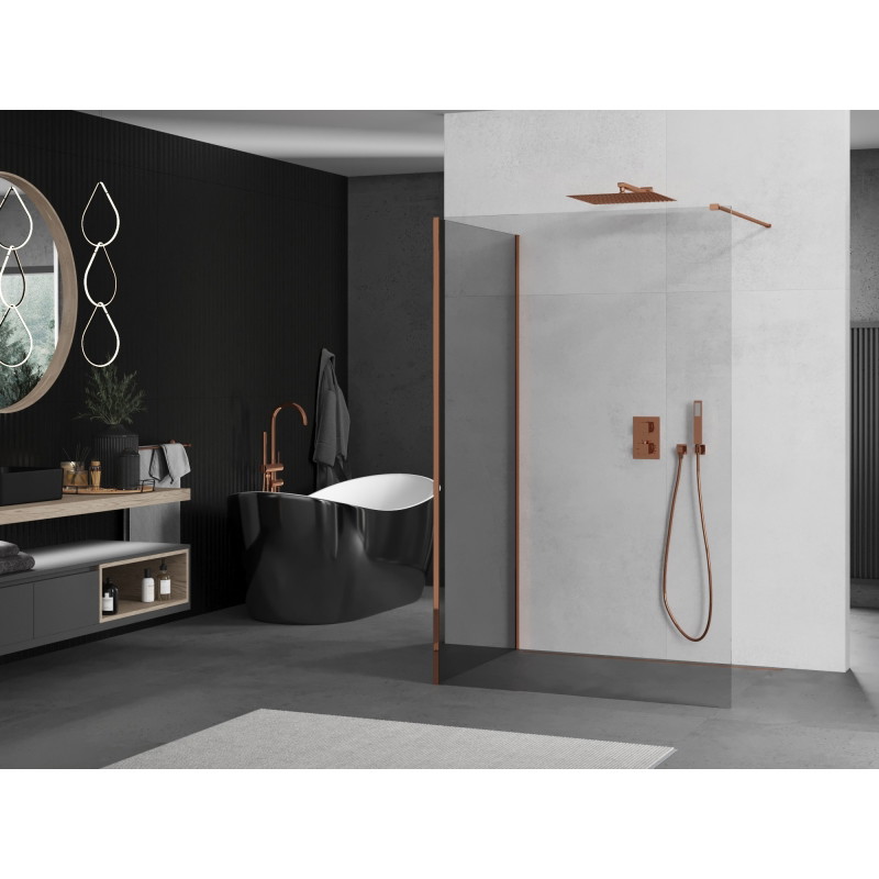 Mexen Kioto paroi de douche Walk-in 130 x 70 cm, transparent, or rose - 800-130-212-60-00-070