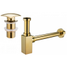 Mexen demi-siphon carré pour lavabo avec bouchon clic-clac, sans trop-plein, Or - 7991660-50