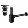 Mexen demi-siphon carré pour lavabo avec bouchon clic-clac, sans trop-plein, Noir - 7991660-70