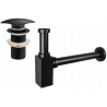 Mexen demi-siphon pour lavabo carré avec bouchon clic-clac, sans trop-plein, noir - 7991660-70