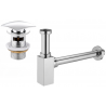 Mexen semi-siphon de lavabo carré avec bouchon clic-clac, avec trop-plein, chrome - 7992660-00