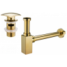 Mexen demi-siphon carré pour lavabo avec bouchon clic-clac, avec trop-plein, Or - 7992660-50