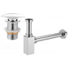 Mexen demi-siphon carré pour lavabo avec bouchon clic-clac, sans trop-plein, Chrome - 7991660-00
