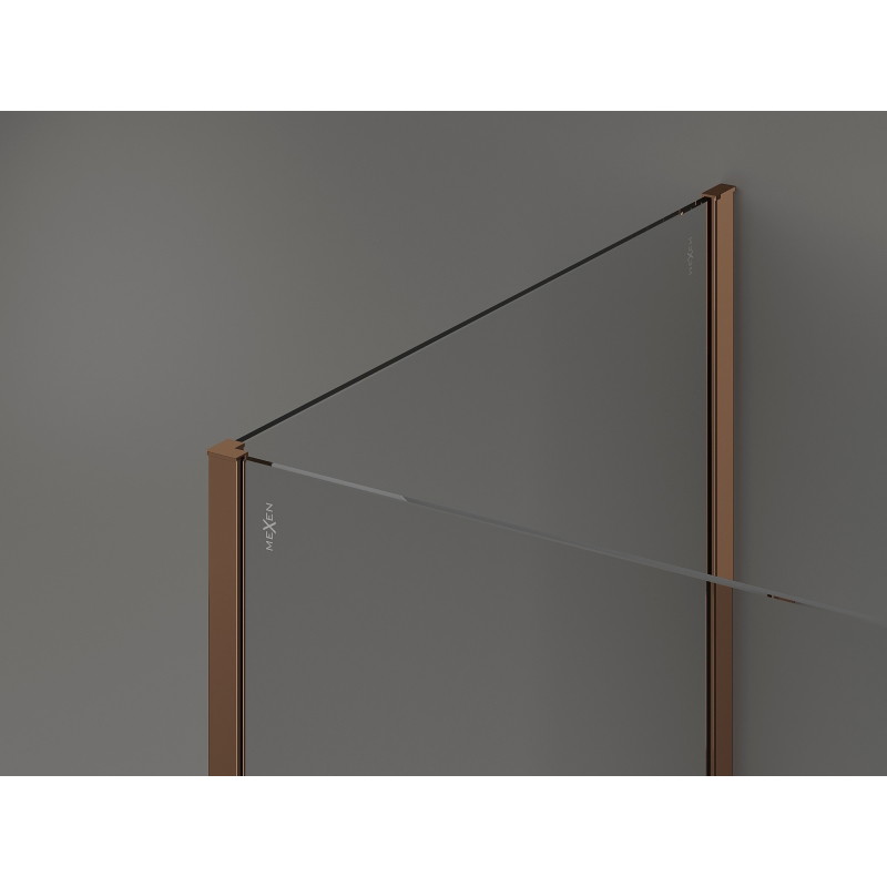 Mexen Kioto paroi de douche Walk-in 110 x 80 cm, cadre noir, or rose - 800-110-212-60-70-080