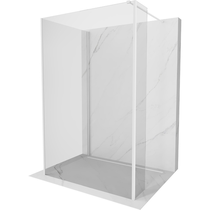 Mexen Kioto paroi de douche Walk-in 130 x 80 x 30 cm, transparent, blanc - 800-130-080-221-20-00-030