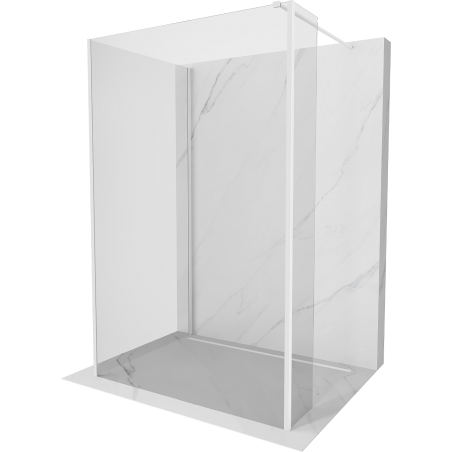 Mexen Kioto paroi de douche Walk-in 130 x 80 x 30 cm, transparent, blanc - 800-130-080-221-20-00-030