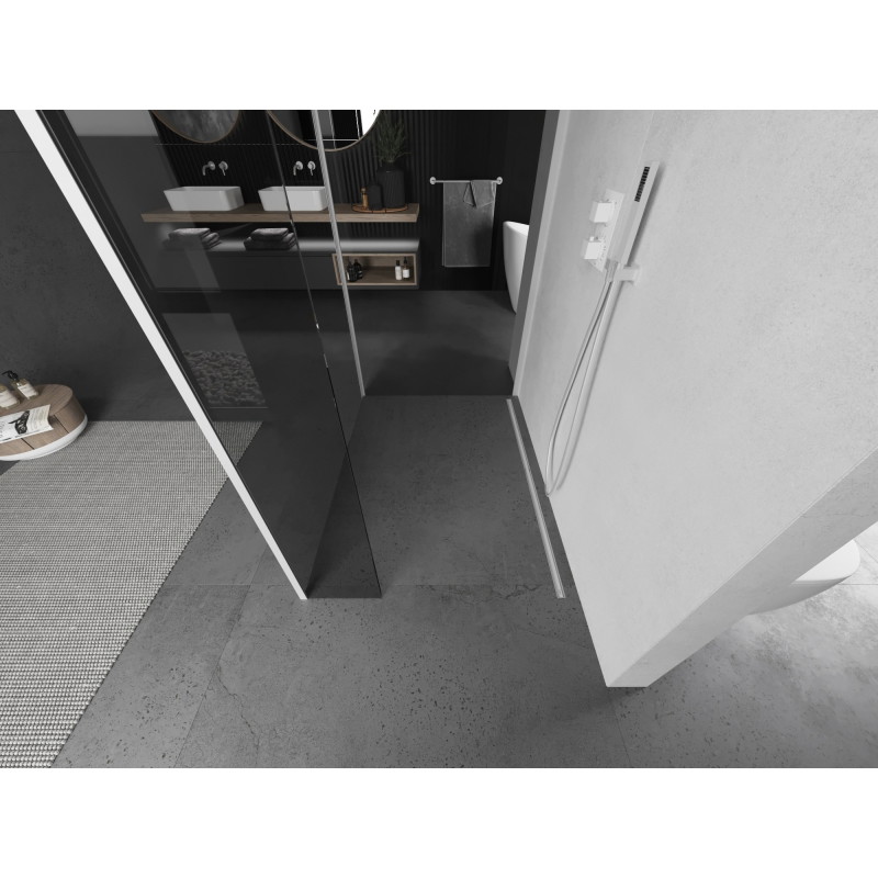 Mexen Kioto paroi de douche Walk-in 130 x 80 x 30 cm, transparent, blanc - 800-130-080-221-20-00-030