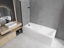 Mexen Felix pare-douche de baignoire 2 volets 80 x 140 cm, transparent, noir - 890-080-002-70-00