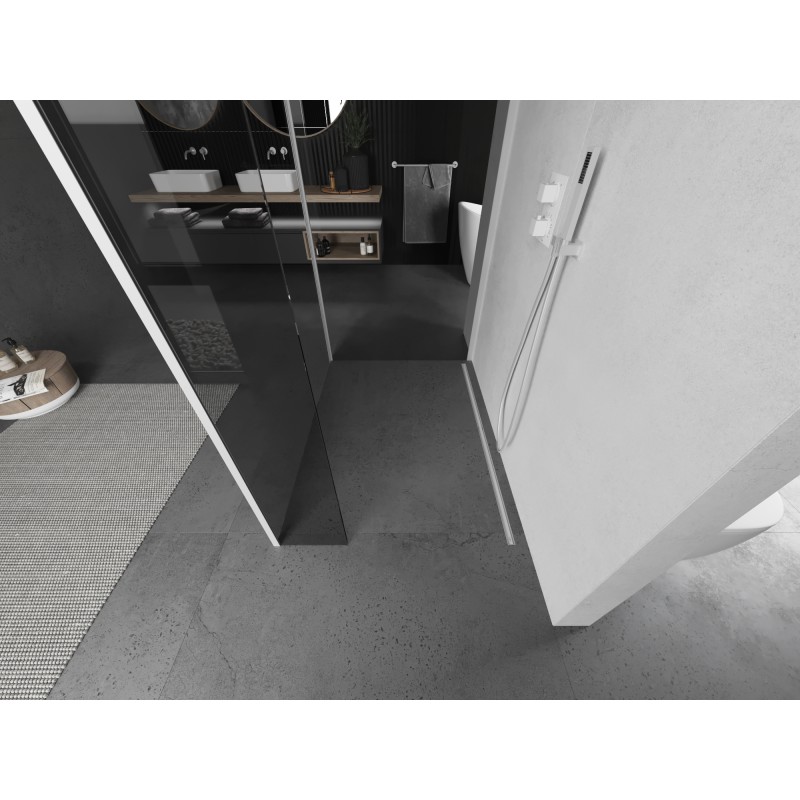 Mexen Kioto paroi de douche Walk-in 105 x 100 x 30 cm, transparent, blanc - 800-105-100-221-20-00-030
