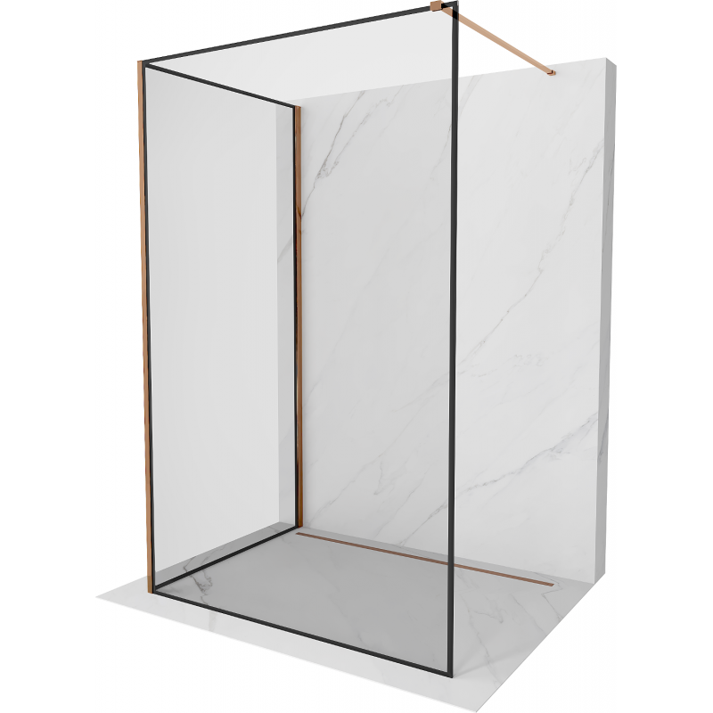 Mexen Kioto paroi de douche Walk-in 120 x 80 cm, cadre noir, or rose - 800-120-212-60-70-080
