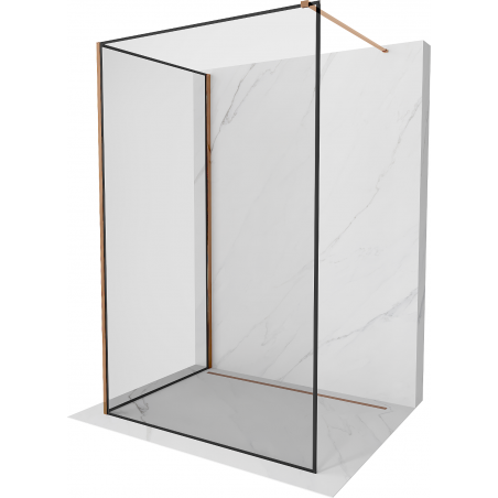 Mexen Kioto paroi de douche Walk-in 120 x 80 cm, cadre noir, or rose - 800-120-212-60-70-080