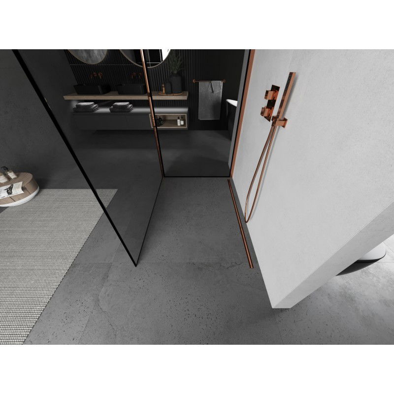 Mexen Kioto paroi de douche Walk-in 110 x 90 cm, cadre noir, or rose - 800-110-212-60-70-090