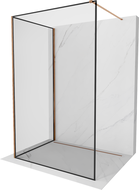 Mexen Kioto paroi de douche Walk-in 100 x 100 cm, cadre noir, or rose - 800-100-212-60-70-100