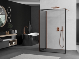 Mexen Kioto paroi de douche Walk-in 110 x 100 cm, cadre noir, or rose - 800-110-212-60-70-100