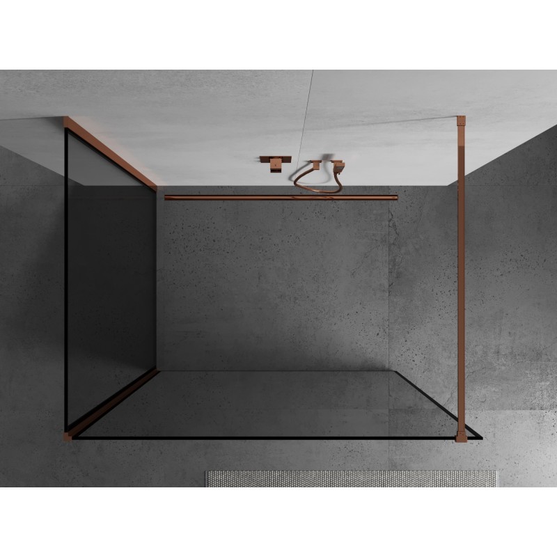 Mexen Kioto paroi de douche Walk-in 130 x 110 cm, cadre noir, or rose - 800-130-212-60-70-110