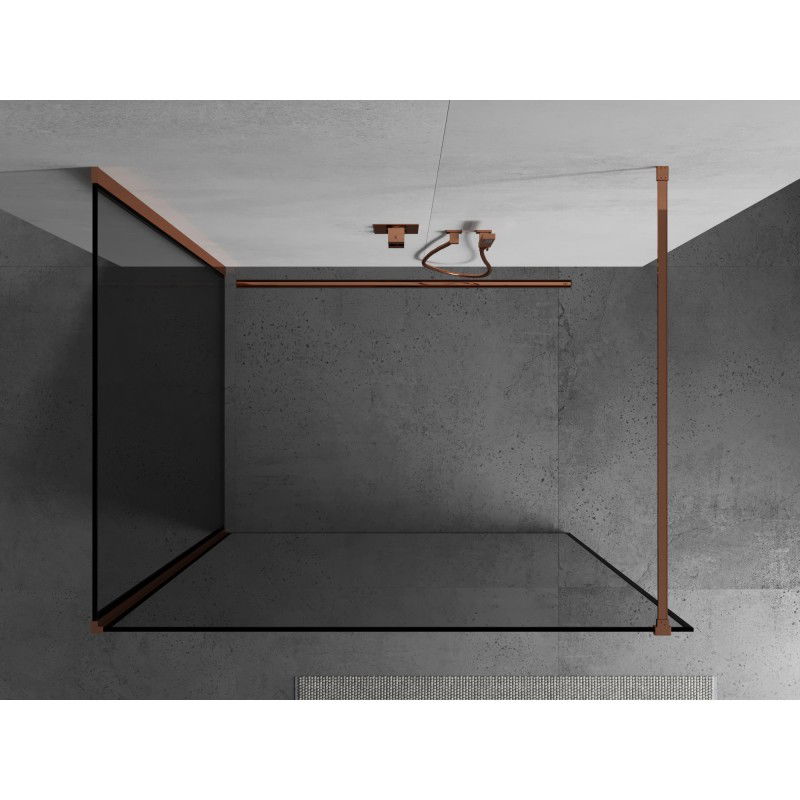 Mexen Kioto cloison de douche Walk-in 130 x 120 cm, cadre noir, or rose - 800-130-212-60-70-120