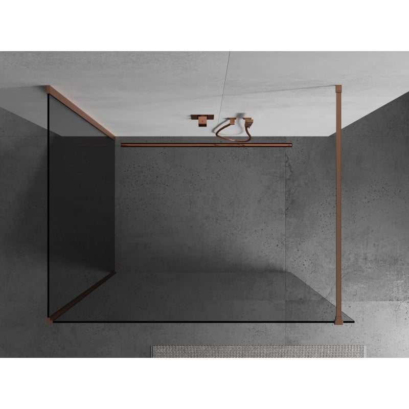 Mexen Kioto paroi de douche Walk-in 140 x 70 cm, transparent, cuivre brossé - 800-140-212-65-00-070