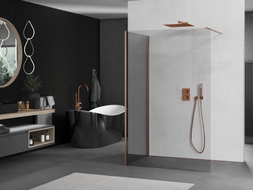 Mexen Kioto paroi de douche Walk-in 130 x 75 cm, transparent, cuivre brossé - 800-130-212-65-00-075