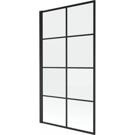 Paroi de baignoire pivotante Mexen Alex 1 vantail 70 x 140 cm, quadrillage noir - 893-070-001-70-77