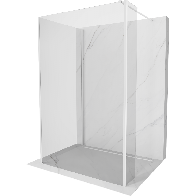 Mexen Kioto paroi de douche Walk-in 110 x 75 x 40 cm, transparente, blanche - 800-110-075-221-20-00-040