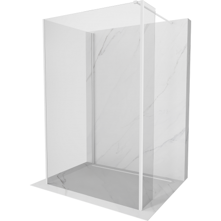 Mexen Kioto paroi de douche Walk-in 110 x 75 x 40 cm, transparente, blanche - 800-110-075-221-20-00-040