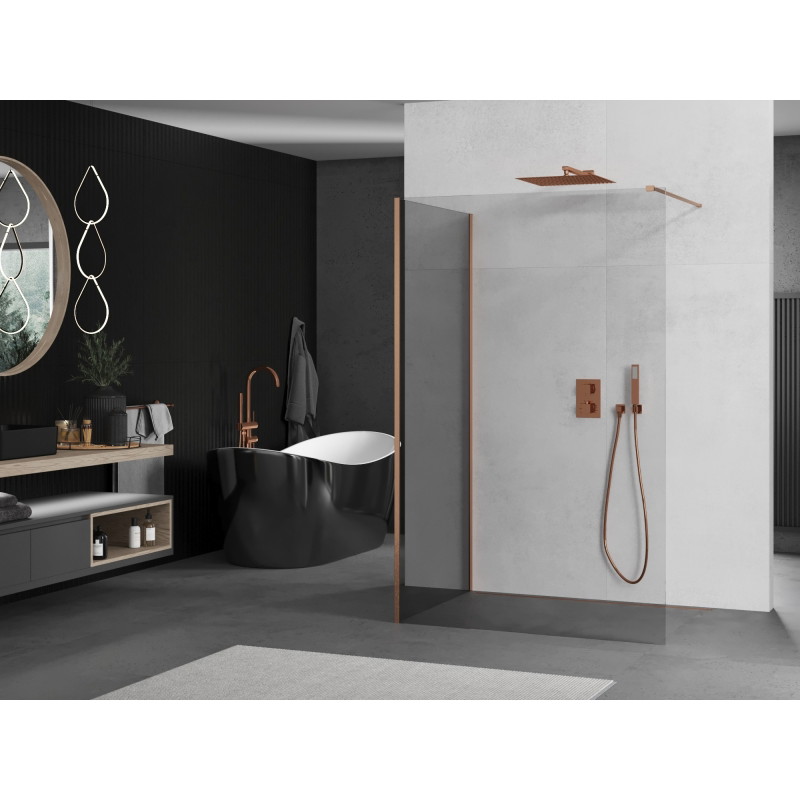 Mexen Kioto paroi de douche Walk-in 120 x 100 cm, transparent, cuivre brossé - 800-120-212-65-00-100