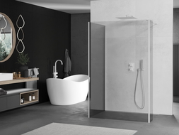 Mexen Kioto paroi de douche Walk-in 135 x 120 x 40 cm, transparent, blanc - 800-135-120-221-20-00-040