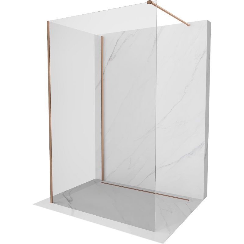 Mexen Kioto paroi de douche Walk-in 140 x 120 cm, transparent, cuivre brossé - 800-140-212-65-00-120