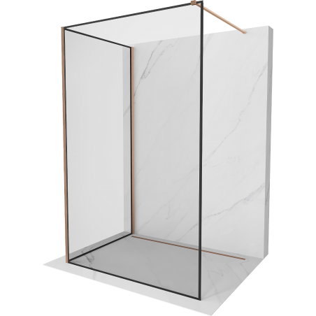 Mexen Kioto paroi de douche Walk-in 100 x 70 cm, motif noir, laiton brossé - 800-100-212-65-70-070