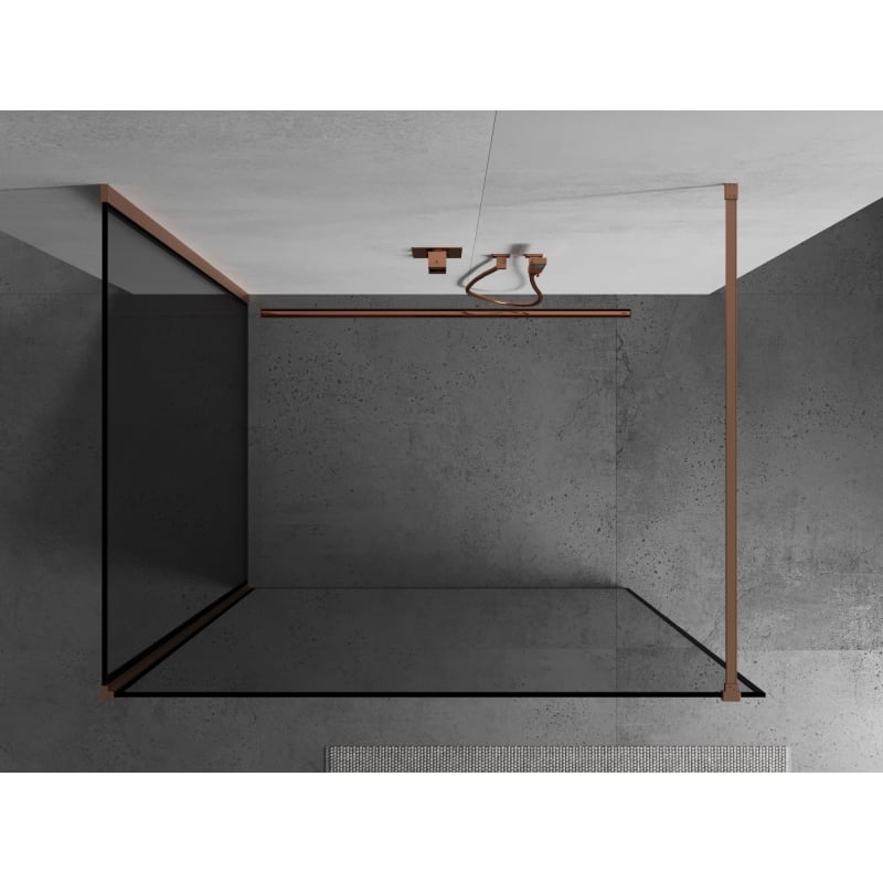 Mexen Kioto paroi de douche Walk-in 110 x 80 cm, cadre noir, cuivre brossé - 800-110-212-65-70-080