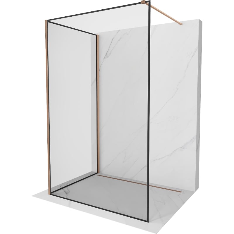 Mexen Kioto paroi de douche Walk-in 120 x 120 cm, cadre noir, cuivre brossé - 800-120-212-65-70-120