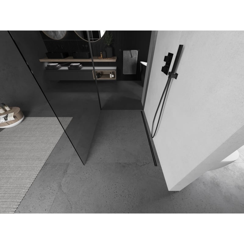 Mexen Kioto paroi de douche Walk-in 120 x 70 cm, transparent, gris canon brossé - 800-120-212-66-00-070