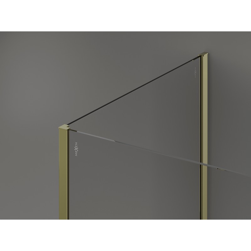 Mexen Kioto paroi de douche Walk-in 135 x 90 x 30 cm, transparent, dorée - 800-135-090-221-50-00-030