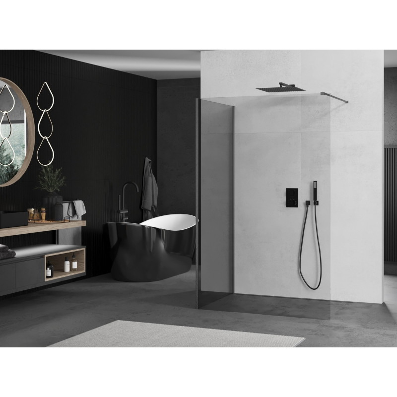Mexen Kioto cloison de douche Walk-in 110 x 90 cm, transparent, gris canon brossé - 800-110-212-66-00-090