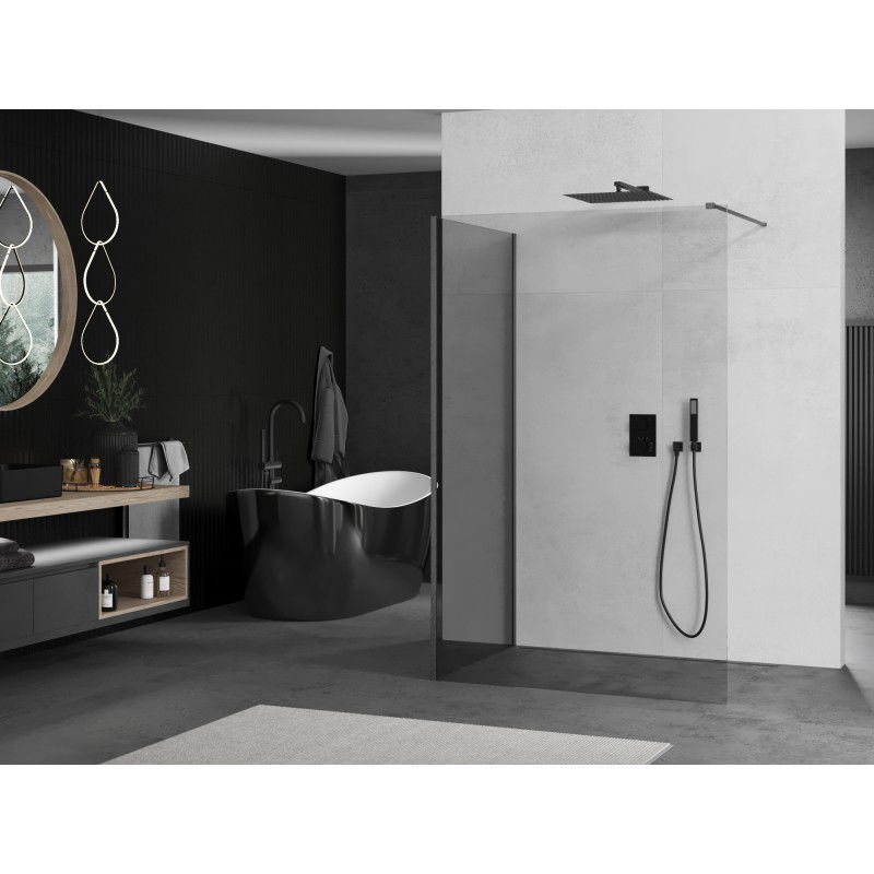 Mexen Kioto paroi de douche Walk-in 100 x 95 cm, transparent, gris métallisé brossé - 800-100-212-66-00-095