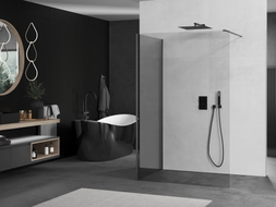 Mexen Kioto paroi de douche Walk-in 100 x 100 cm, transparent, gris fusil brossé - 800-100-212-66-00-100
