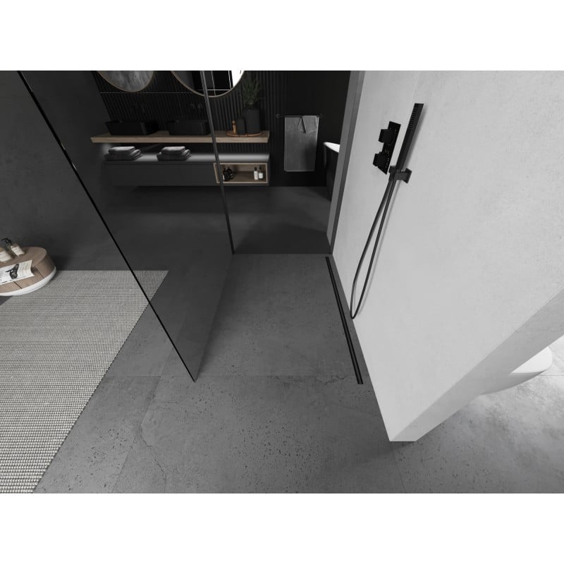 Mexen Kioto paroi de douche Walk-in 120 x 105 cm, transparent, gris canon brossé - 800-120-212-66-00-105
