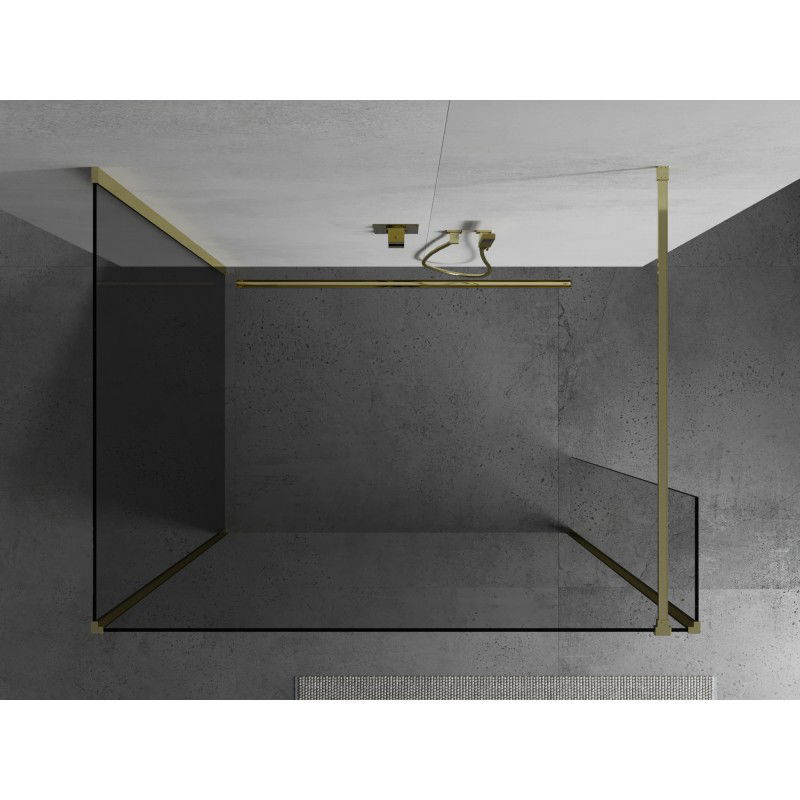 Mexen Kioto paroi de douche Walk-in 125 x 120 x 30 cm, transparent, doré - 800-125-120-221-50-00-030