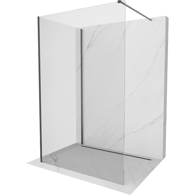 Mexen Kioto paroi de douche Walk-in 130 x 120 cm, transparent, gris canon brossé - 800-130-212-66-00-120