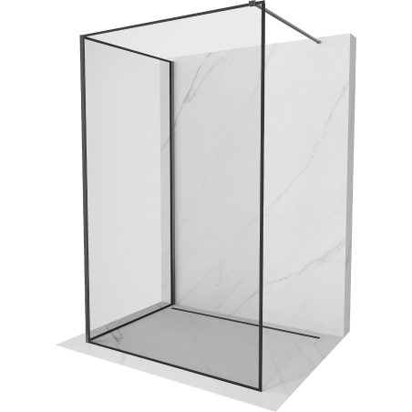 Mexen Kioto paroi de douche Walk-in 110 x 70 cm, cadre noir, gris canon brossé - 800-110-212-66-70-070