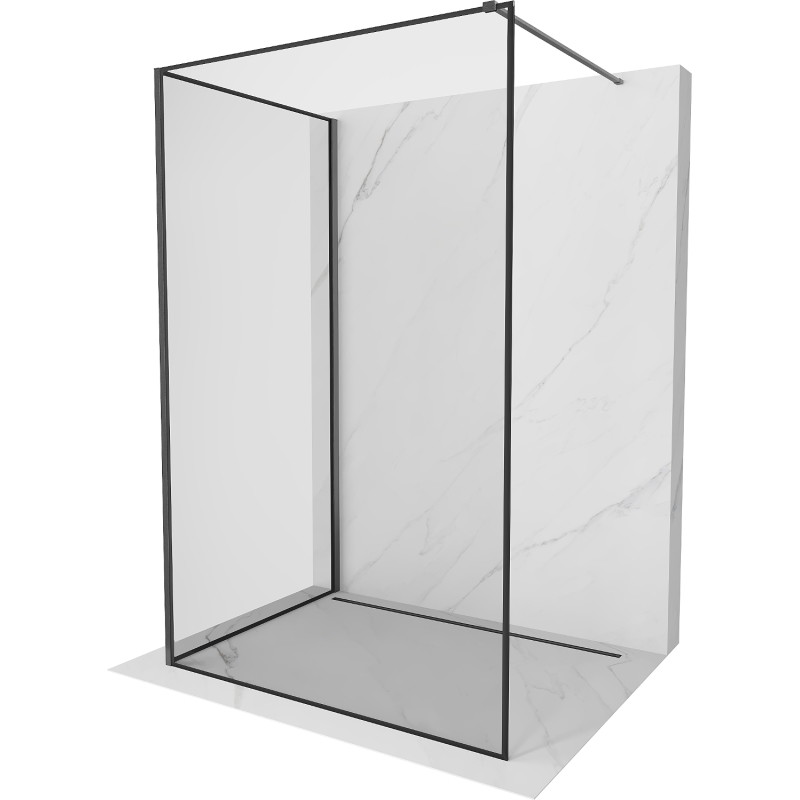 Mexen Kioto paroi de douche Walk-in 130 x 90 cm, cadre noir, gun gray brossé - 800-130-212-66-70-090
