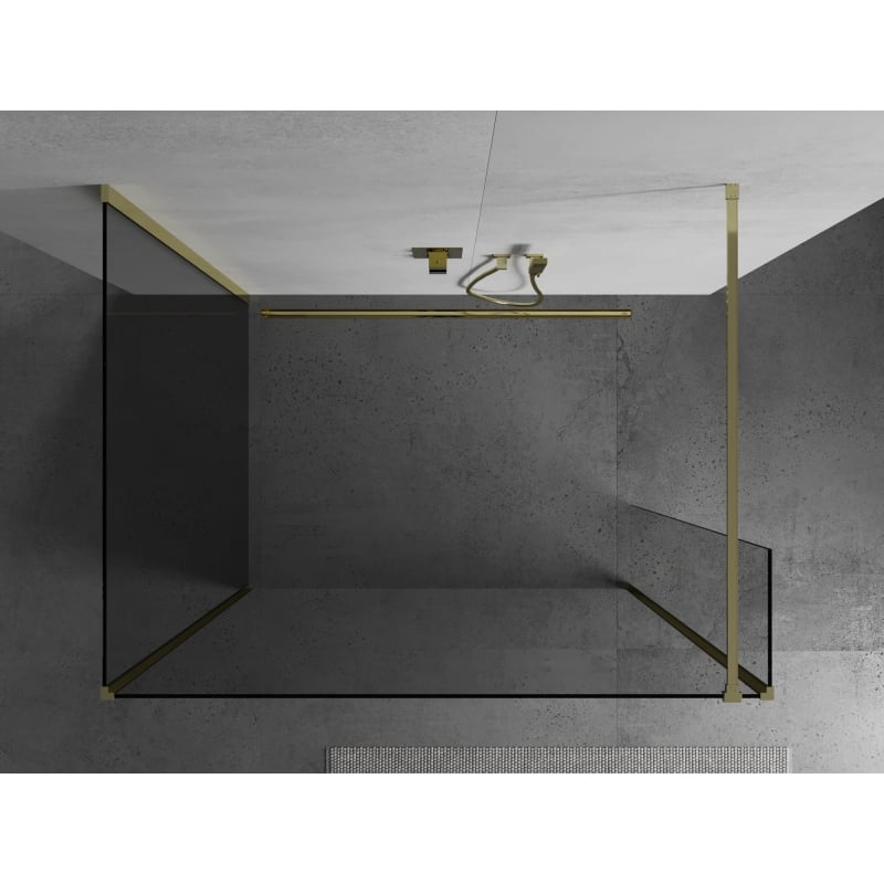 Mexen Kioto paroi de douche Walk-in 120 x 110 x 40 cm, transparent, or - 800-120-110-221-50-00-040