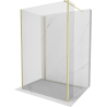 Mexen Kioto paroi de douche Walk-in 90 x 75 x 30 cm, transparent, doré brossé - 800-090-075-221-55-00-030