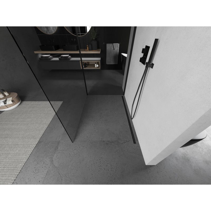 Mexen Kioto paroi de douche Walk-in 125 x 70 cm, transparent, noir - 800-125-212-70-00-070